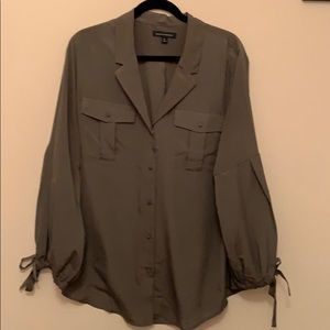 Banana Republic Olive Green Blouse -Ties on Sleeve